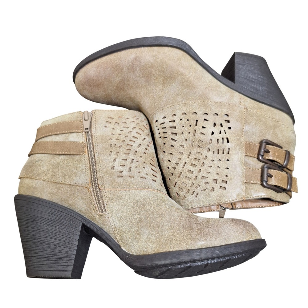 EuroSoft Panora Ankle Boots Women's 8M Tan Perforated Buckle Booties Western‎